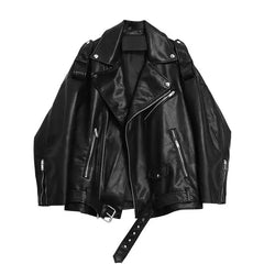 90s oversized leather grunge motorcycle jacket - Y2k Empire