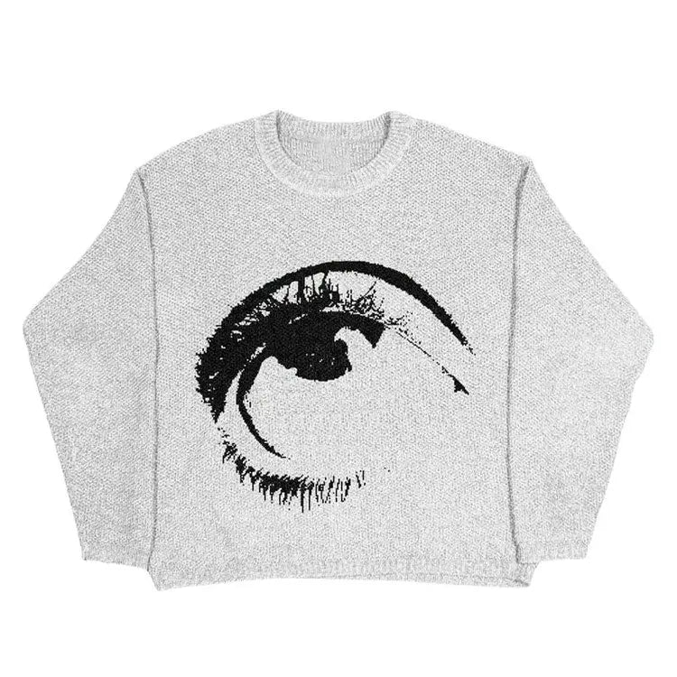 Aesthetic eye sweater for grunge look - Y2k Empire