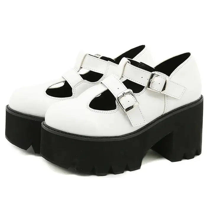 Aesthetic vegan leather platform heels - Y2k Empire