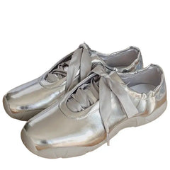 Balletcore satin bow sneakers in vegan leather - Y2k Empire