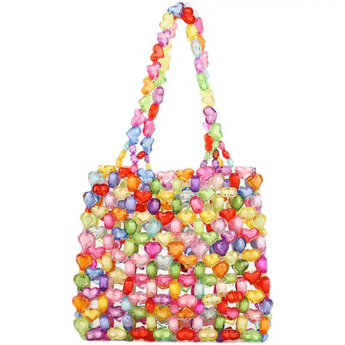 Beaded candy hearts handbag - Y2k Empire