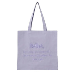 Bébé embroidery aesthetic tote bag - canvas 35 * 43 * 9 cm - Y2k Empire