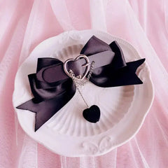 Belted bow and heart pin set - gothic romance meets pastel daydreams - Y2k Empire