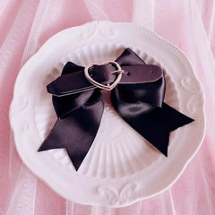 Belted bow and heart pin set - gothic romance meets pastel daydreams - Y2k Empire