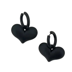 Black heart pendant earrings - Y2k Empire