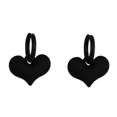 Black heart pendant earrings - Y2k Empire