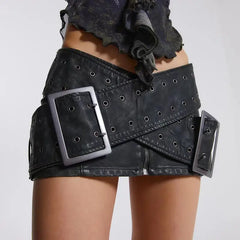 Bold buckle micro skirt - Y2k Empire