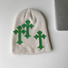 Bold y2k cross beanie - Y2k Empire