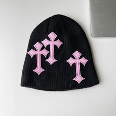 Bold y2k cross beanie - Y2k Empire