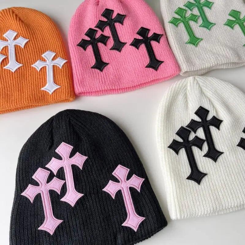 Bold y2k cross beanie - Y2k Empire