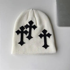 Bold y2k cross beanie - Y2k Empire