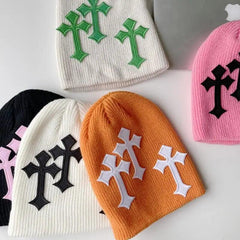 Bold y2k cross beanie - Y2k Empire