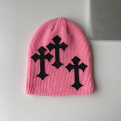 Bold y2k cross beanie - Y2k Empire