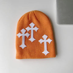 Bold y2k cross beanie - Y2k Empire