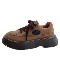 Brown aesthetic platform oxford shoes - Y2k Empire