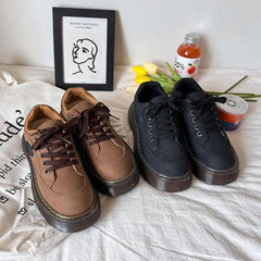 Brown aesthetic platform oxford shoes - Y2k Empire