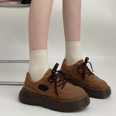 Brown aesthetic platform oxford shoes - Y2k Empire