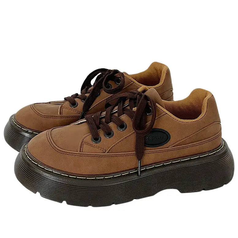 Brown aesthetic platform oxford shoes - Y2k Empire