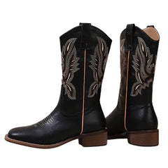 Brown vegan leather cowboy boots - Y2k Empire