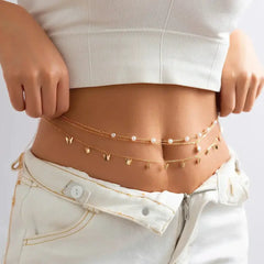 Butterfly charm layered belly chain - Y2k Empire