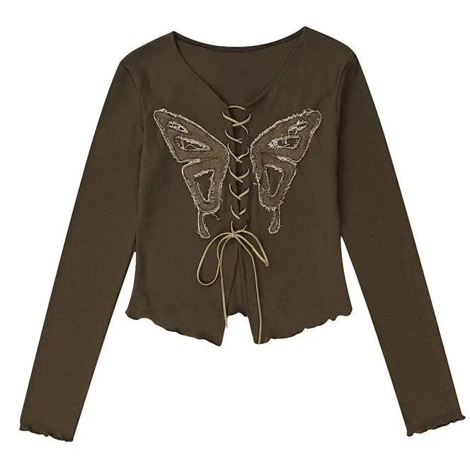 Butterfly lace aesthetic top - Y2k Empire