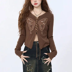 Butterfly lace aesthetic top - Y2k Empire