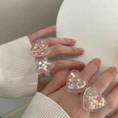 Candy beads clear rings: fun and stylish accessory - Y2k Empire