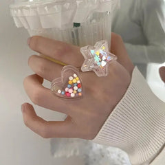 Candy beads clear rings: fun and stylish accessory - Y2k Empire