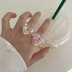 Candy beads clear rings: fun and stylish accessory - Y2k Empire