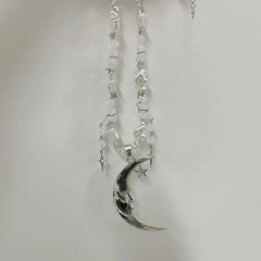 Celestial beaded moon necklace - Y2k Empire