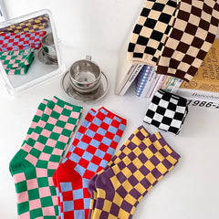 Checkerboard cotton socks - Y2k Empire