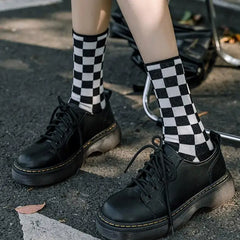 Checkerboard cotton socks - Y2k Empire