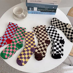 Checkerboard cotton socks - Y2k Empire