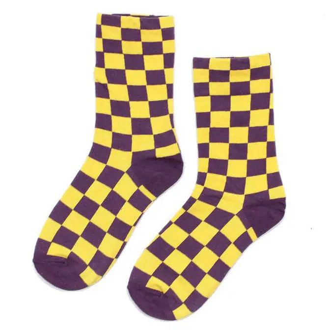 Checkerboard cotton socks - Y2k Empire