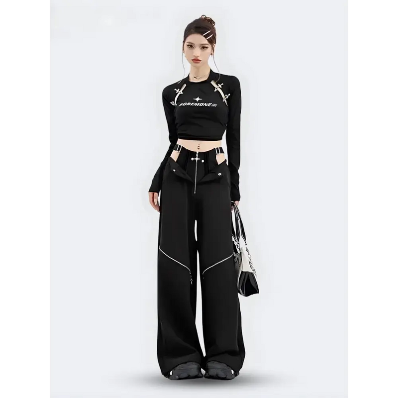 Chic y2k-inspired cut-out pants - Y2k Empire