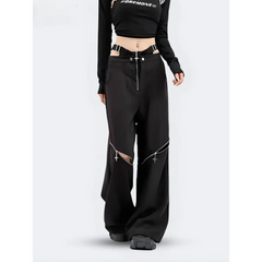 Chic y2k-inspired cut-out pants - Y2k Empire