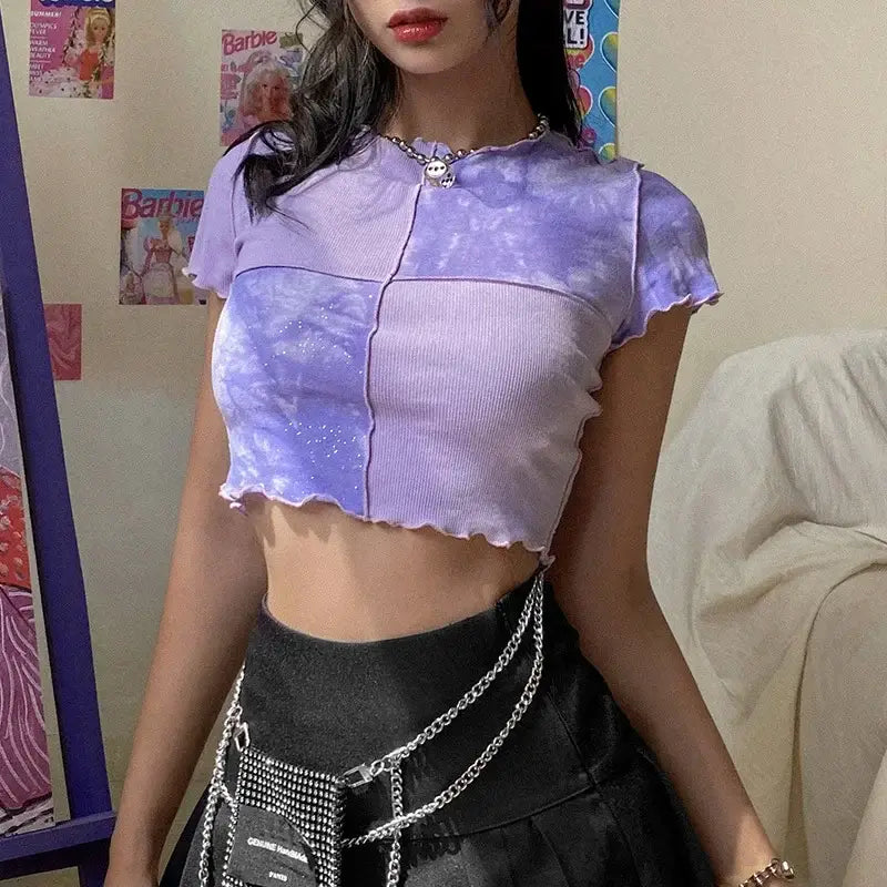 Chic y2k purple crop top - Y2k Empire