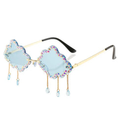 Cloud frame rhinestone trim sunglasses - Y2k Empire