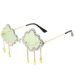 Cloud frame rhinestone trim sunglasses - Y2k Empire