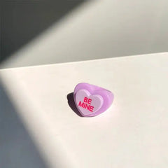 Colorful heart chunky y2k statement ring - Y2k Empire