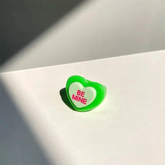 Colorful heart chunky y2k statement ring - Y2k Empire