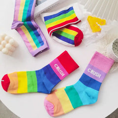 Colorful rainbow crush socks - Y2k Empire