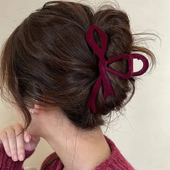 Coquette velvet bow hair claw - stylish hair accessory - Y2k Empire