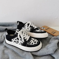 Cow print vegan leather sneakers - run small - Y2k Empire