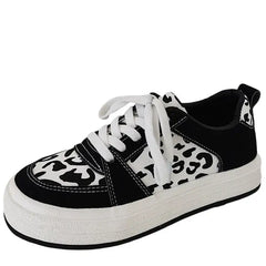 Cow print vegan leather sneakers - run small - Y2k Empire