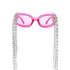 Crystal tassel rectangular sunglasses - Y2k Empire