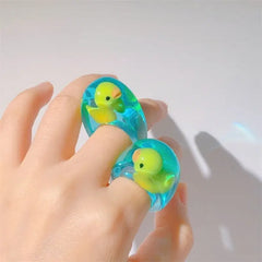 Cute duck clear resin ring - Y2k Empire