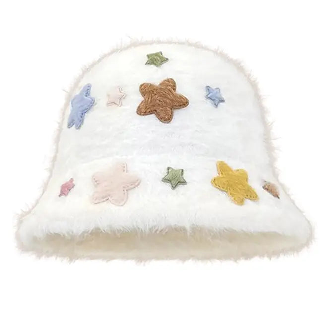 Cute fuzzy star girl bucket hat - Y2k Empire