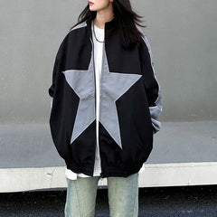 Cute star girl bomber jacket - downtown aesthetic - Y2k Empire