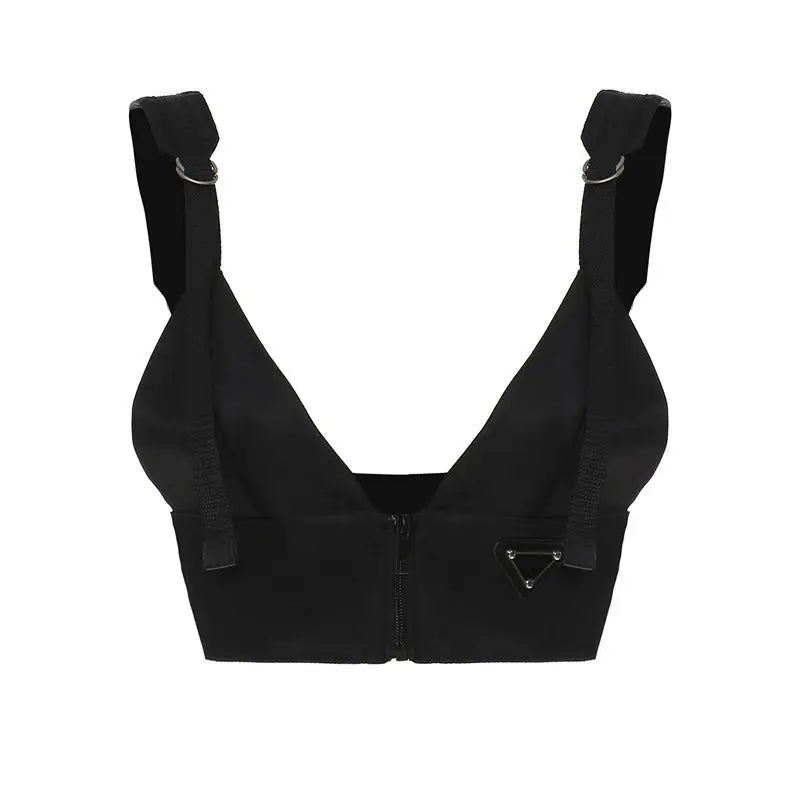 Danger zone front zip buckle top - Y2k Empire